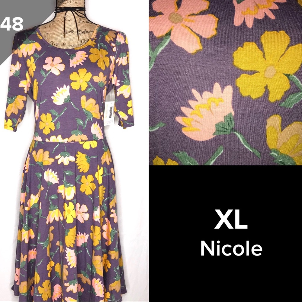 LulaRoe Floral Nicole Dress XL